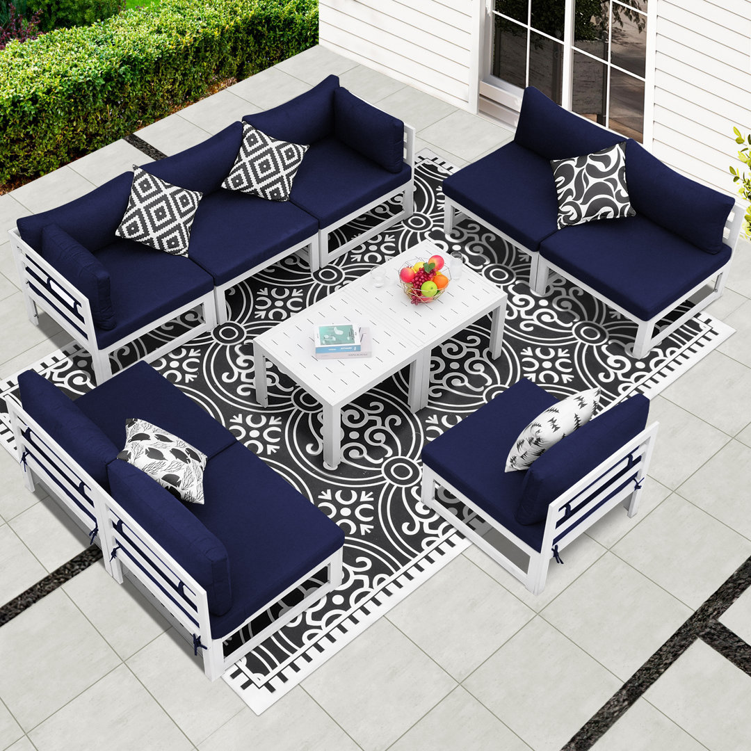 Qui 8 - Person Modular Patio Conversation Sets with Cushions Hokku Designs Cushion