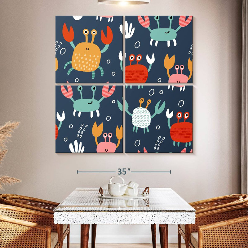 Ashelle, motif de crabes mignons, H 50 po x l 50 po