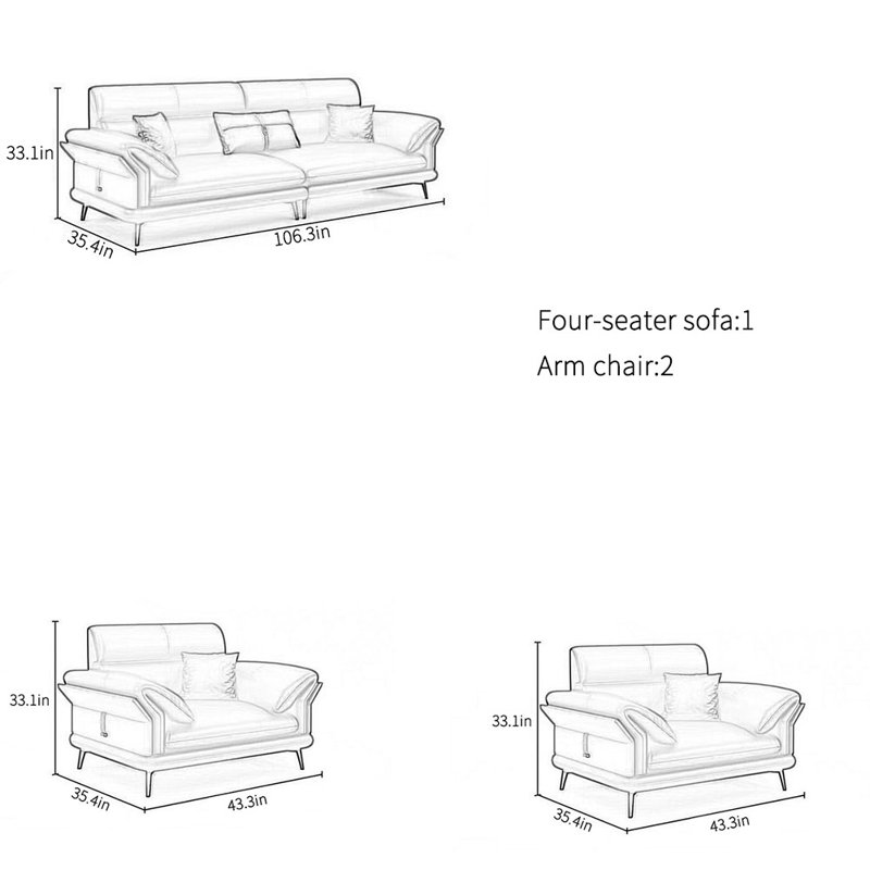 Italian style simple business reception sofa set