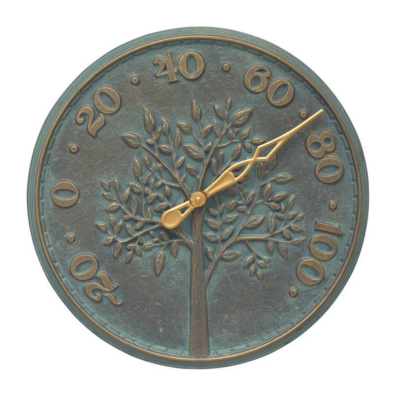 Tree of Life Indoor/Outdoor Wall Thermometer, Bronze Verdigris