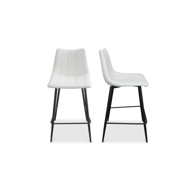 Finnigan Counter & Bar Stool, Ivory/Faux Leather, Counter Stool (26" Seat Height)