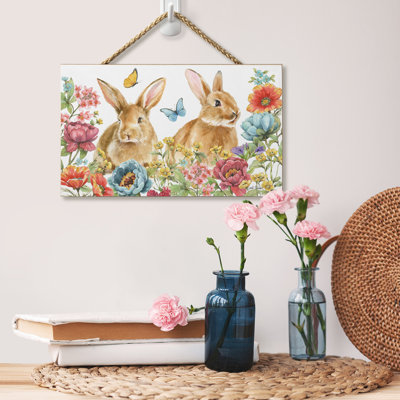 Panneau décoratif en bois August Grove® Garden Bunnies