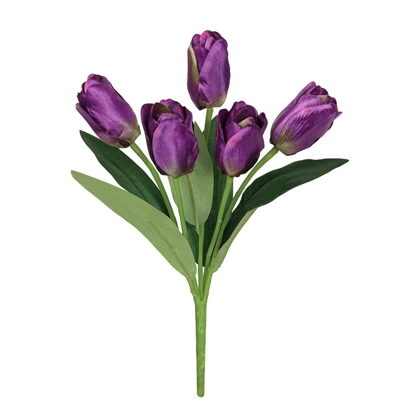 Bouquet de tiges de tulipes artificielles, Mauve prune