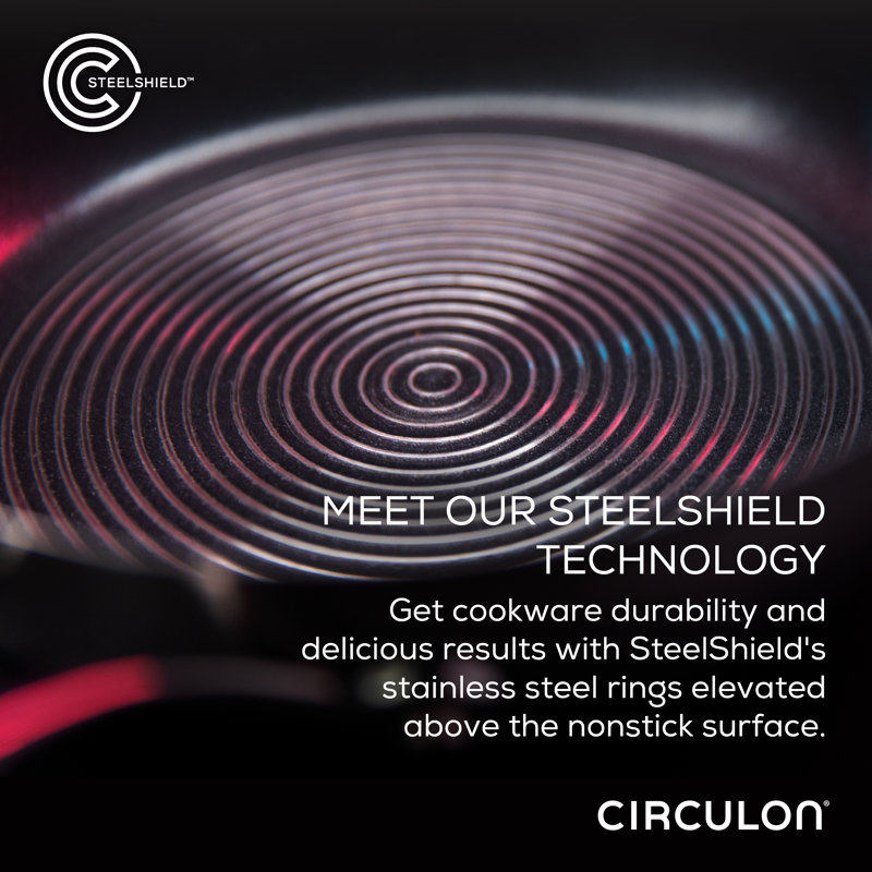 Circulon Stainless Steel Induction Cookware Set with SteelShield Hybrid Stainless and Nonstick Technology, 11 piece