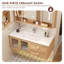 Meuble-lavabo mural en bois d'hévéa massif, de style bois naturel, avec lavabo en céramique intégré et armoire à miroir intelligent-1090966043