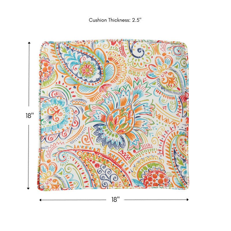 Outdoor Dining Chair Seat Pad, Jamboree Paisley