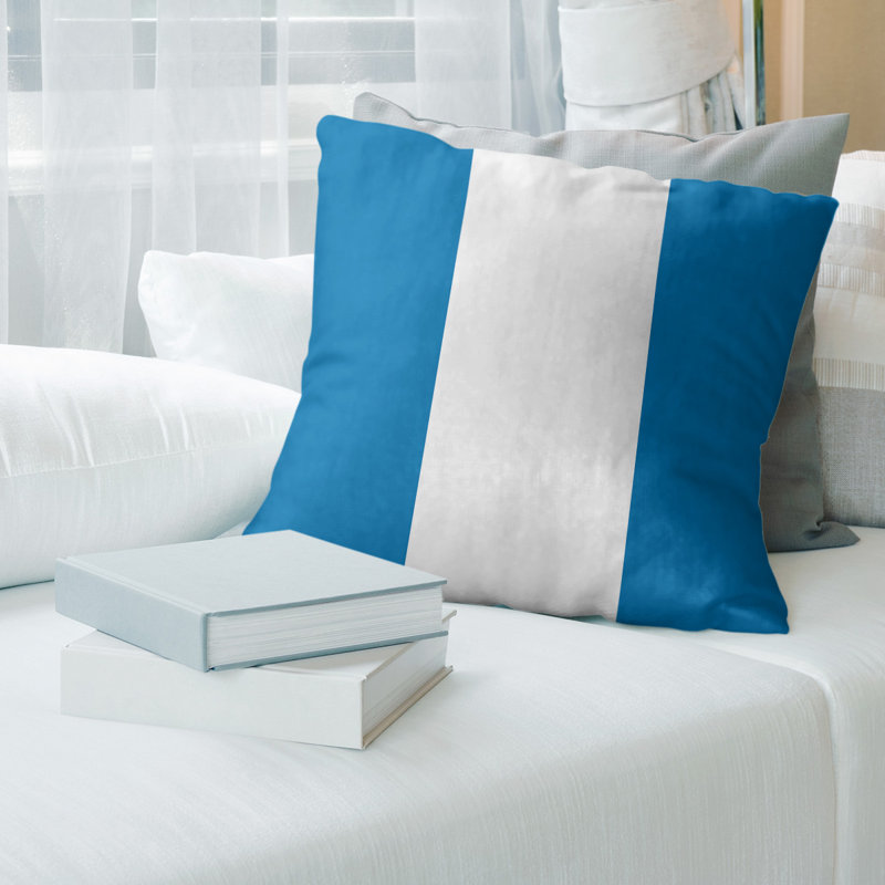 Housse de coussin, 16 po x 1 po, Bleu / Blanc, Simili suède