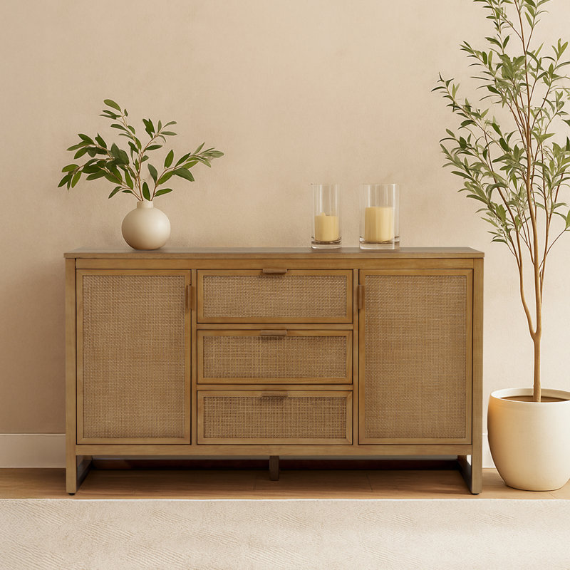 140cm Solid Wood Sideboard, Natural