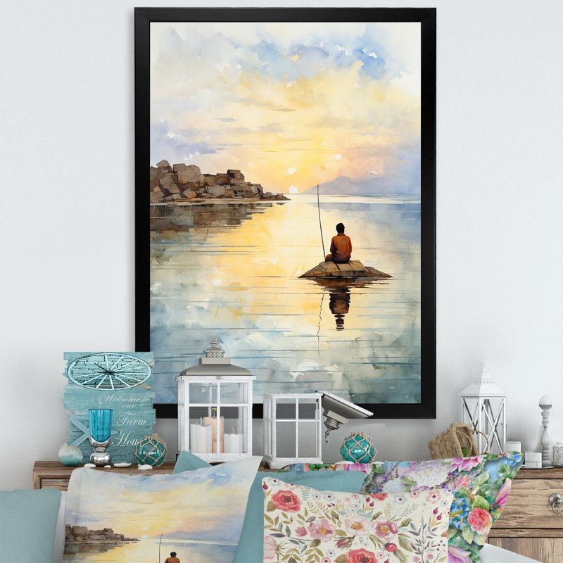 Meditation Serenity By The Sea 3 - Art mural méditation, Cadre photo noir, H 40 po x l 30 po x P 1,5 po