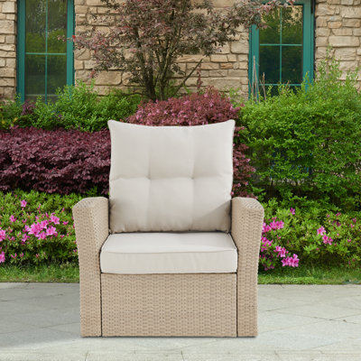 Fauteuil d'extérieur en osier avec coussins Pangkal