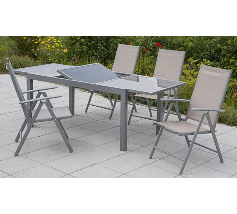 Brayton 4 - Person Patio Dining Set with Rectangular Table, Champagne