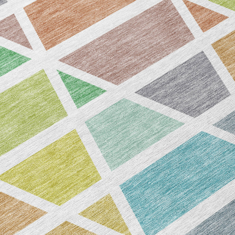 Machine Washable Indoor/Outdoor Chantille ACN2732 Geometric Rug, Mint, 10' x 14'