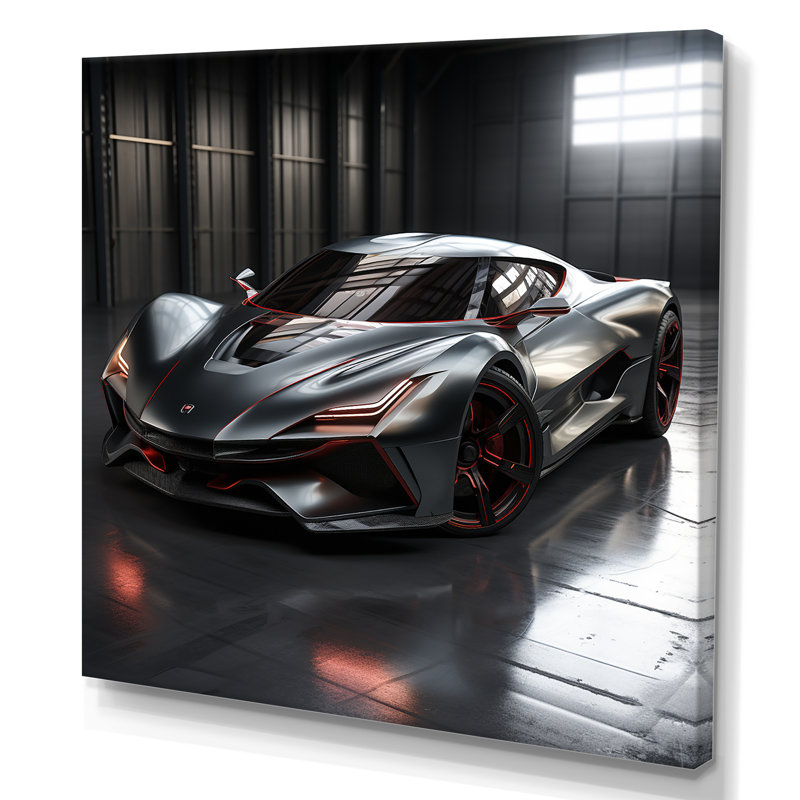 «Silver Italian Italian Car II», art mural voiture exotique, H 16 po x l 16 po x P 1 po, Toile tendue