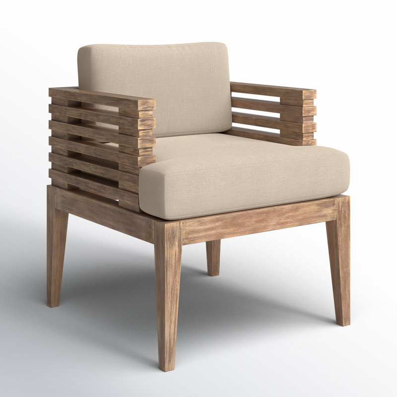 Fauteuil de patio avec coussin Aerilyn, Taupe performance