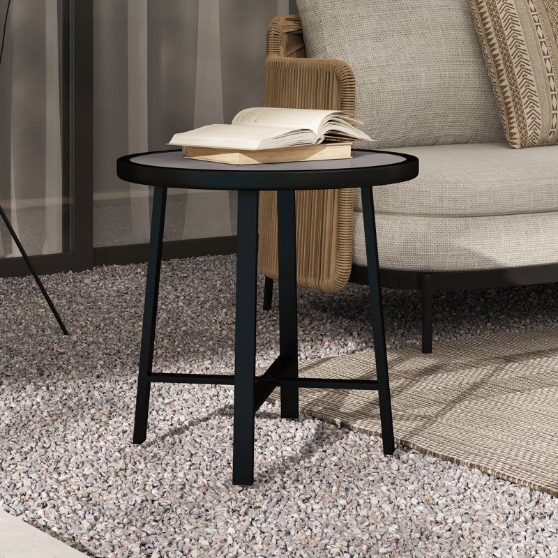 Round 50.5Cm L Outdoor End Table, Grey