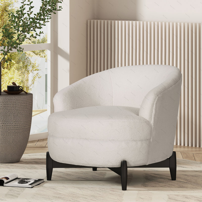 Hannon Upholstered Armchair, White Fabric 1