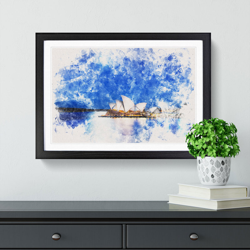 Sydney Opera House - Picture Frame Painting Print, 60cm H x 91cm W x 2cm D, Black Framed
