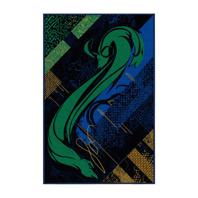 Tapis bleu éclectique lavable à la machine Flemington Loki