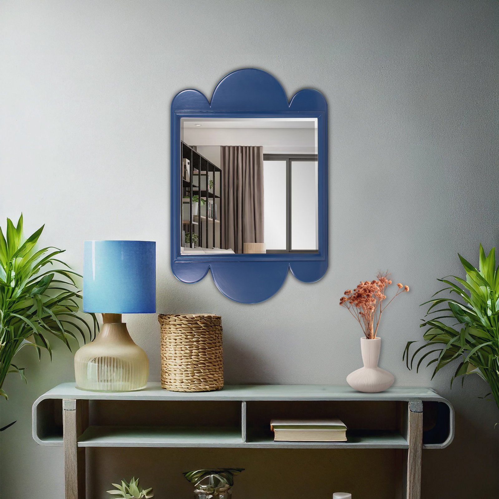 Scalloped 24" Mirror, Colony Blue