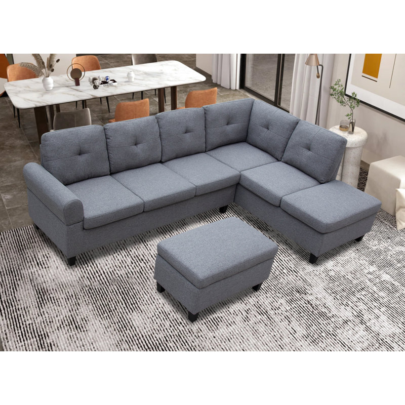 Stumbaugh Upholstered L-Shaped Sectional Reversible