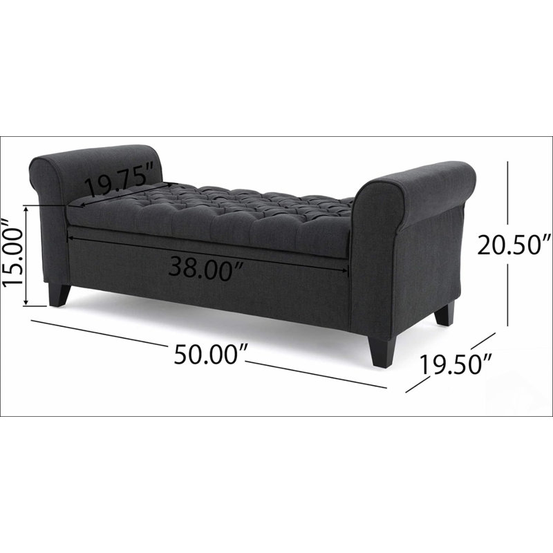 HAYES ARMED STORAGE BENCH A solid basic framework, comfortable, durable and beautiful, Dark Gray