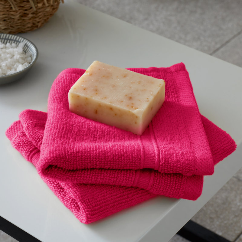 Zero Twist Cotton Face Cloth Pair, Hot Pink
