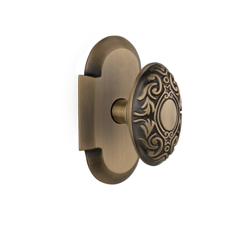 Plaque Cottage avec bouton de porte victorien, Laiton antique, 2,375 po