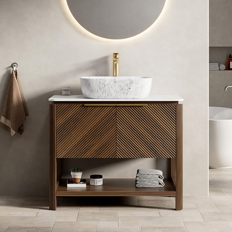 Meuble-lavabo autoportant avec tablette ouverte, 36"