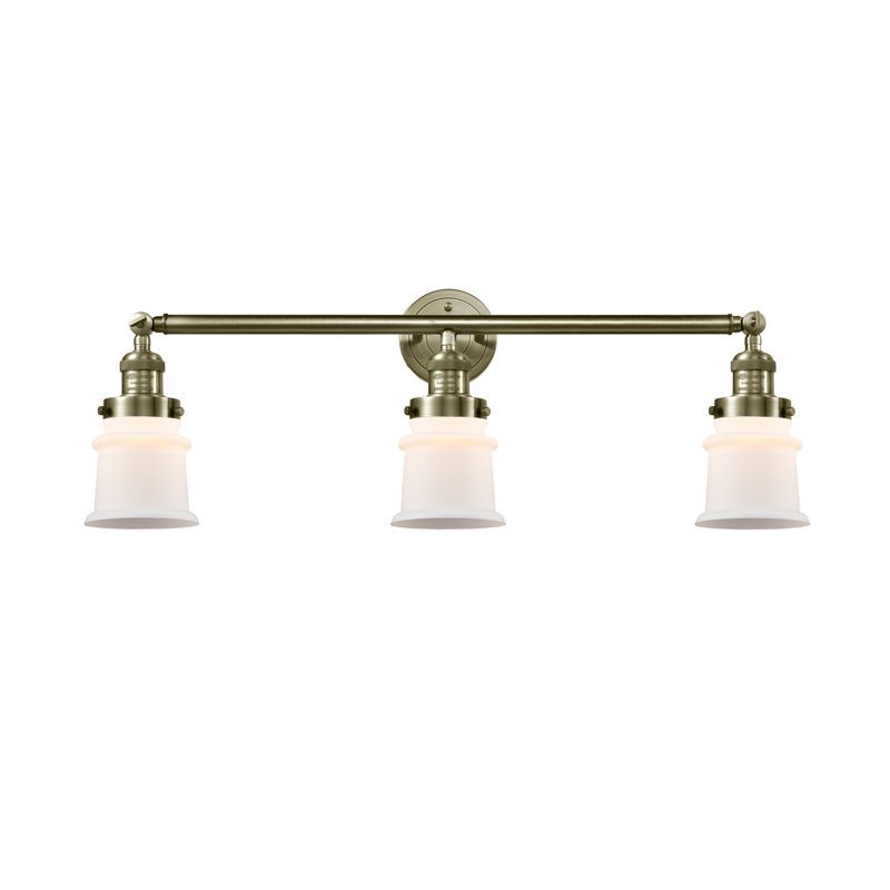 Éclairage pour meuble-lavabo à 3 lumières à intensité variable Alvi, Laiton antique, Blanc mat