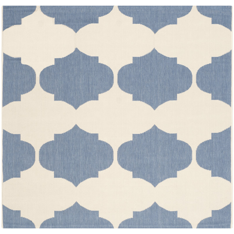 Tapis d'intérieur / extérieur à motif géométrique Herefordshire Performance, Carré 5 pi 3 po