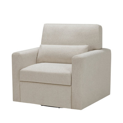Ergonomic Beige Boucle Swivel Chair, Solid Wood Construction For Living Rooms 300Lbs Capacity Chair With Upholstery And Frame Home