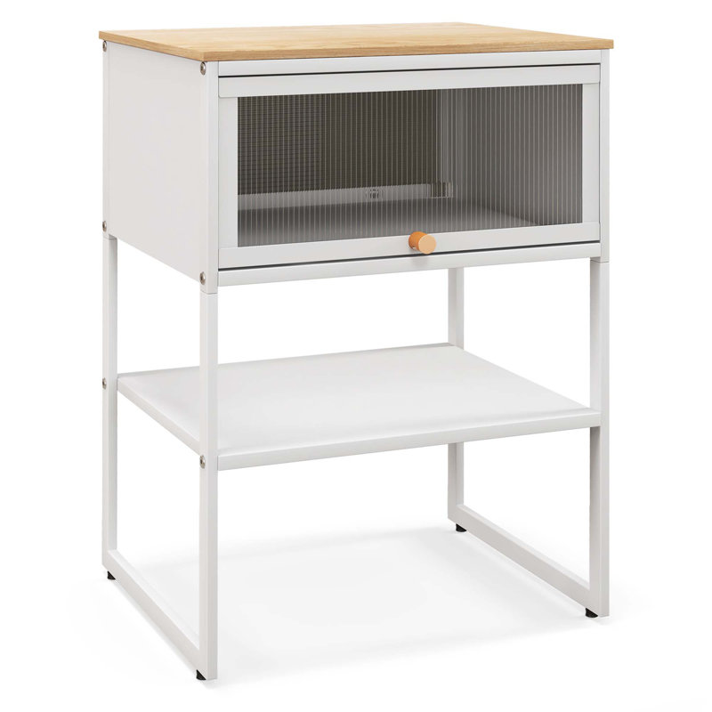 Ebern Designs Home Nightstand 3-tier Storage Table With Open Shelf Heavy-duty Metal Frame, Set of 2