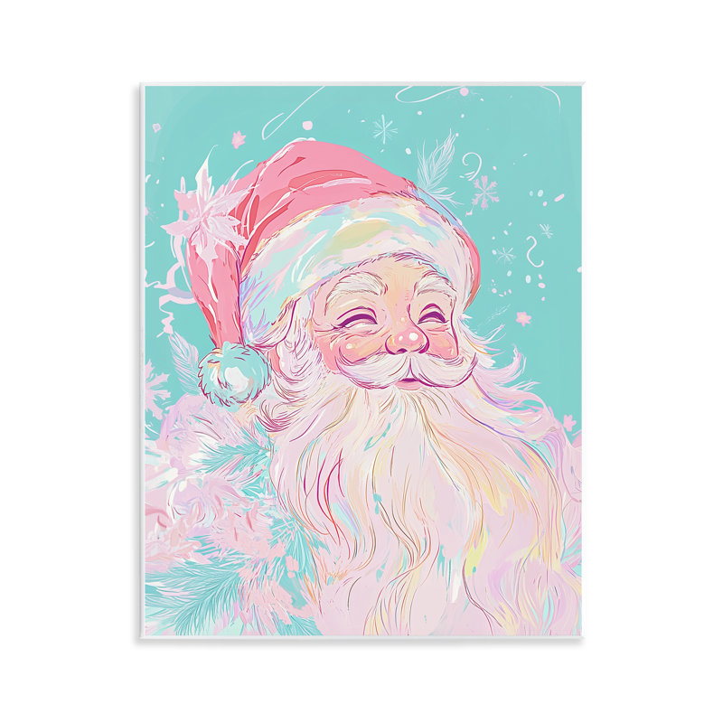 Plaque murale Pastel Jolly Santa Claus, design par Arlington Prints