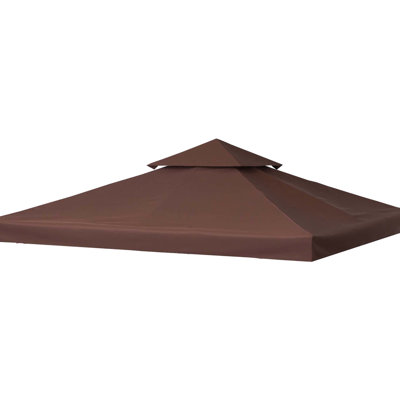 9.62' X Gazebo Canopy Replacement, 2 Sun Protection Cover, , Coffee, Fits 01-0153 & 100100-076 Outdoor Models 9.8' Replacement Canopy, Blocking Fabric, Compatible With