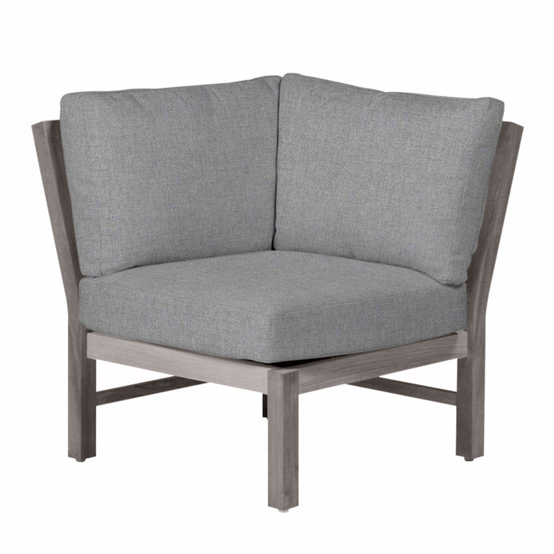Fauteuil d'angle modulaire Club Teak - Huître, Teck huître, Pas de soudure, Brume Verona