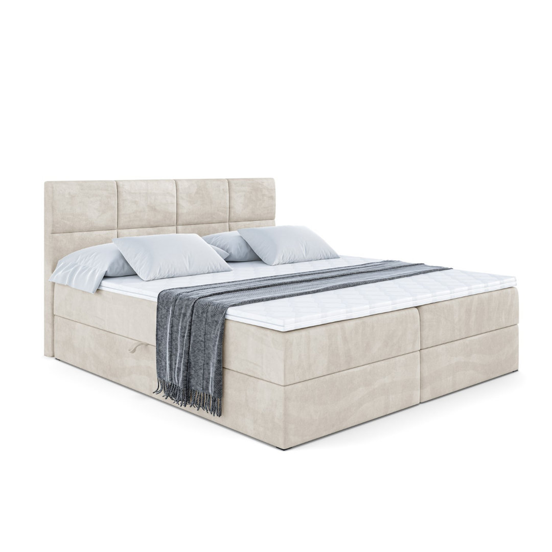 Boxspringbett Rhonan mit Multipocket-Matratze H4, Bettkasten und Topper