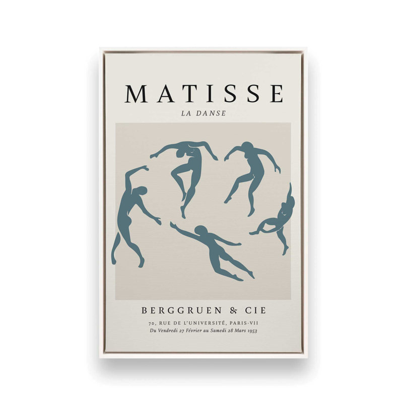Matisse's La Danse en bleu minuit, H 36,75 po x l 24,75 po x P 1,75 po, Cadre flottant blanc opaque