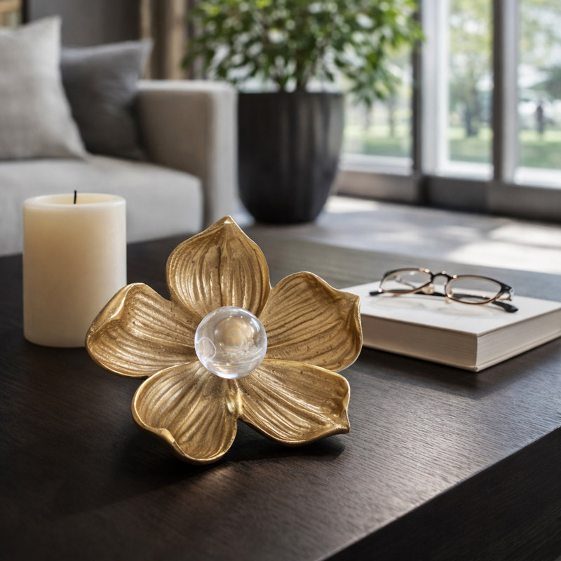 House of Hampton 7 "Rommie fleur d'or, aluminium, or, un excellent ajout et décoration pour les hôtels et les bureaux haut de gamme