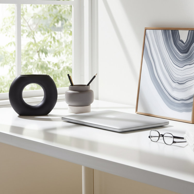 Vase en grès cérame Tocara, Noir, H 5,43 po x l 6,53 po x P 1,81 po