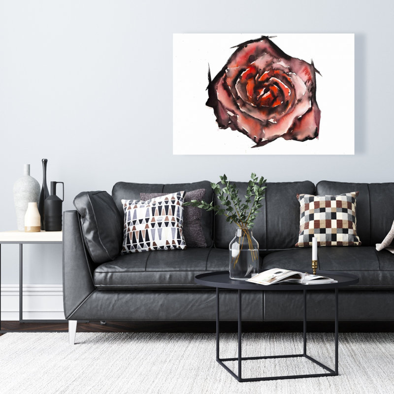 Aquarelle rose - Toile de bureau rouge pour la décoration intérieure