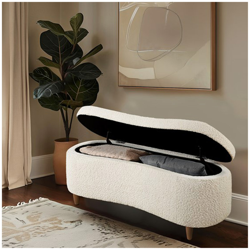 Boucle Flip Top Storage Bench See below, Cream