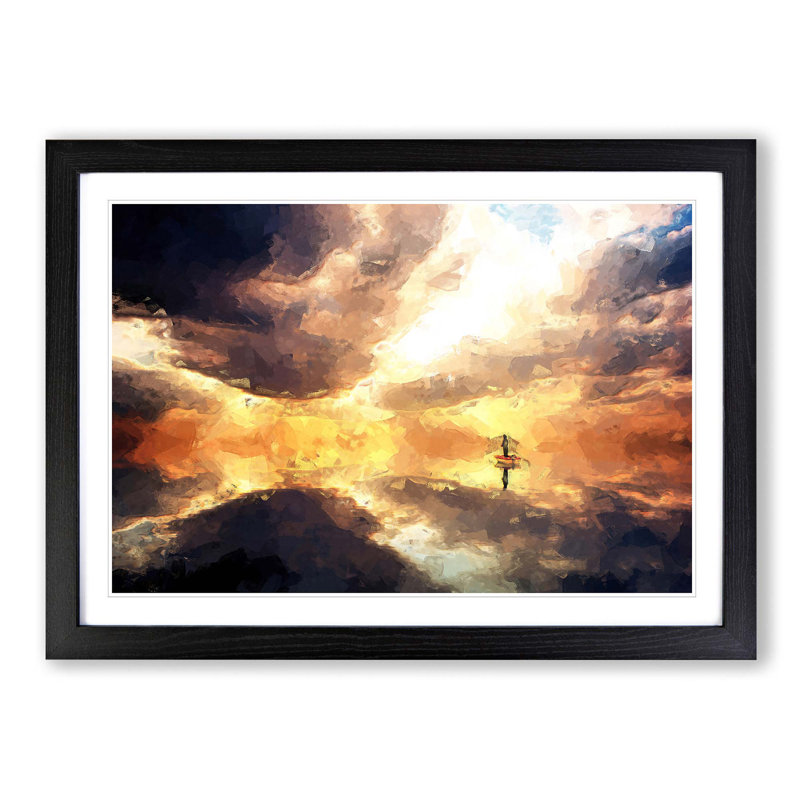 Fishing Boat in Abstract - Picture Frame Graphic Art Print, Black Framed, 48cm H x 65cm W x 2cm D