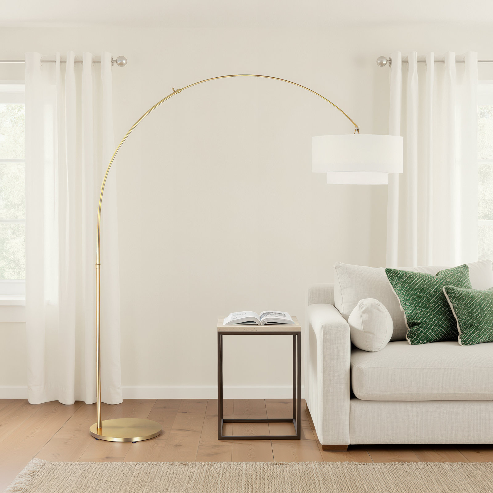 Sawyer 75'' Dimmable Floor Lamp, Burnished Brass