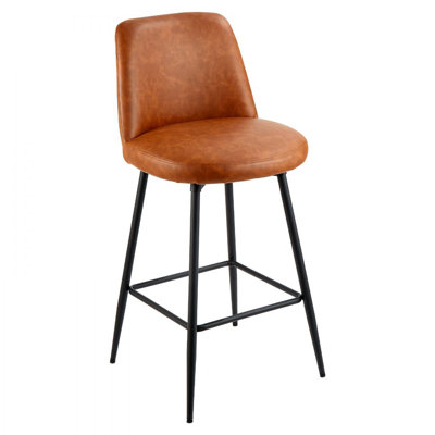Bar Stool, 27 inch Counter Height Swivel Stools, Modern PU Leather Counter Barstool with Backrest and Metal Legs, Armless Bar Chair, Island Barstool for Kitchen, Dining Room, Brown