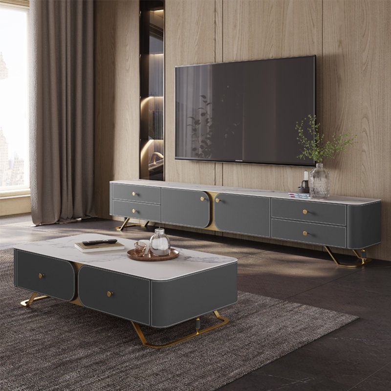 Meuble télé et table basse de style moderne, Gris