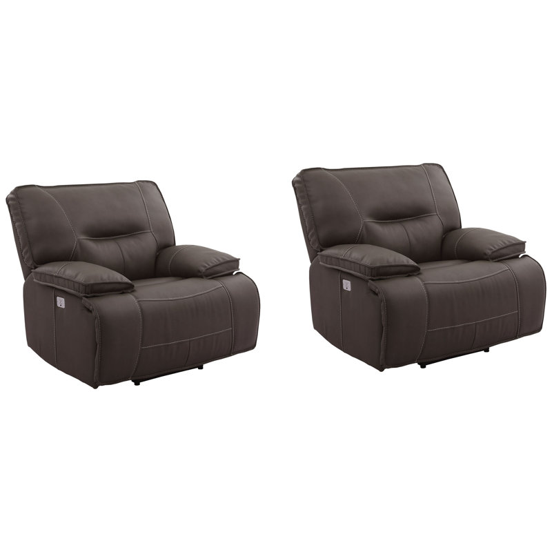 Pomona 42" Upholstered Power Glider Recliner with Adjustable Headrest Two Pack, Chocolate