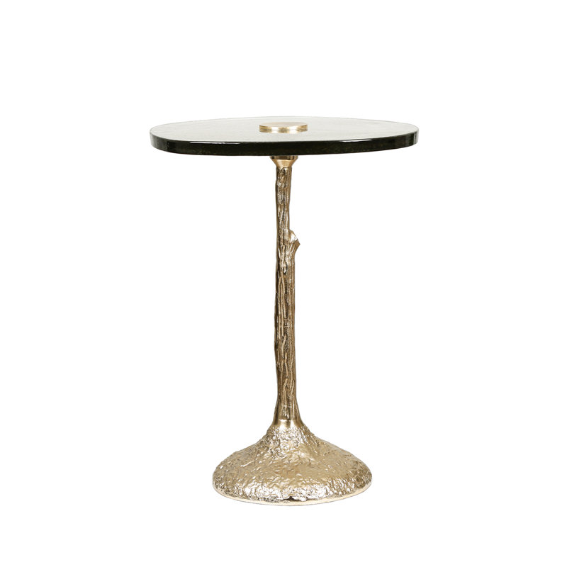 Glass Top End Table for Living Room Furniture, Gold Metal Sofa Side Table, Bedside Table