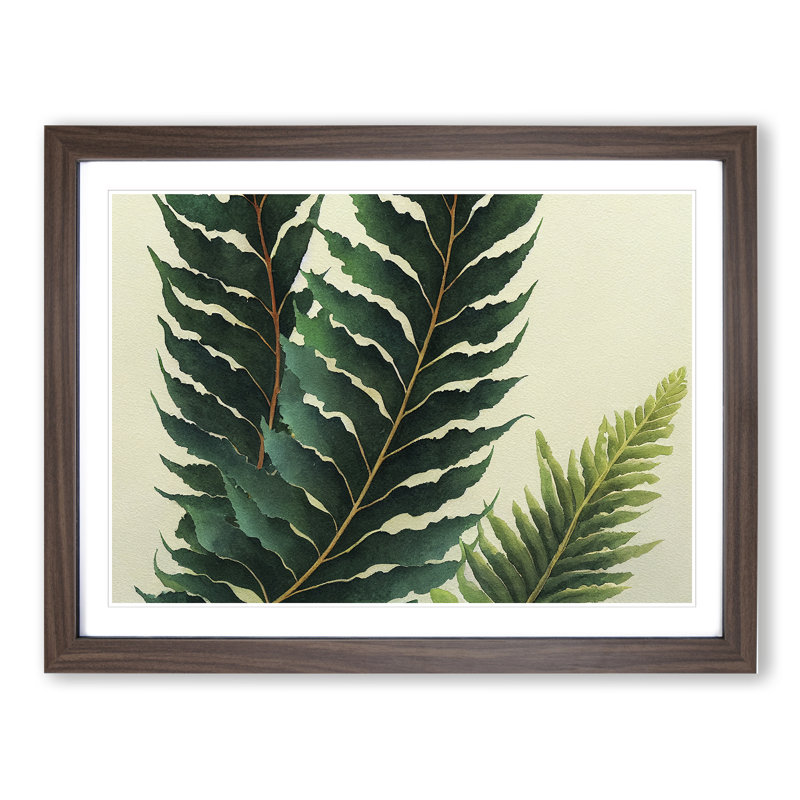 Fern Leaf Vol.1 1 Piece Single Picture Frame Painting, 34cm H x 46cm W x 2cm D, Walnut