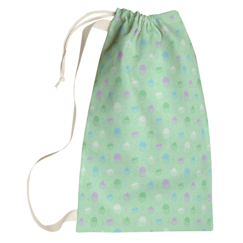 Sac à linge pastel petits gâteaux, Grand (H 76,5 po x l 29,5 po x P 1,5 po), Vert /Bleu / Rose