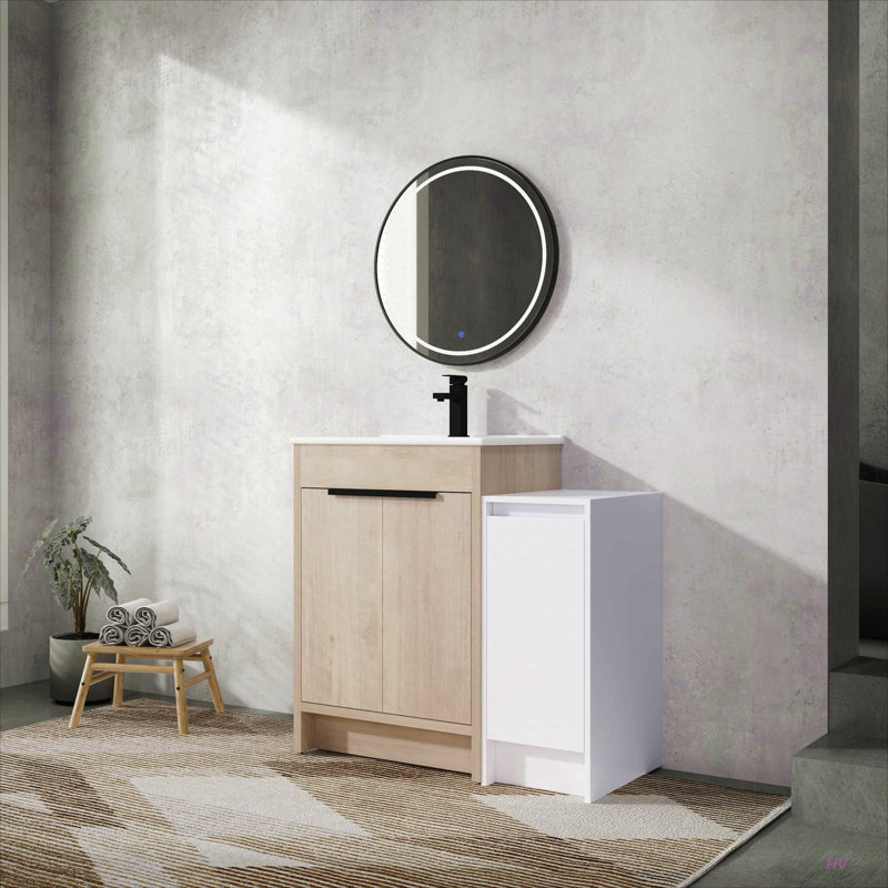 Meuble-lavabo autoportant de 36 pouces avec lavabo en céramique et armoires de rangement, porte à fermeture douce, armoire combinée, ensemble KD